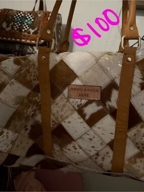 Brown Patchwork Travel Tote